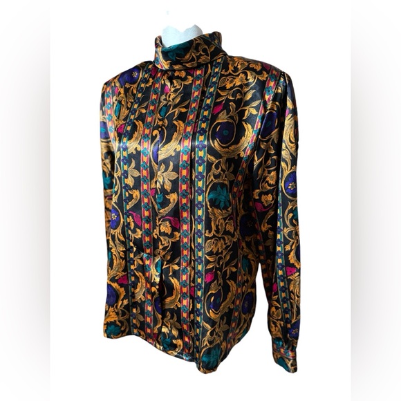 Vintage Nicola Pleated Turtleneck Blouse - Picture 2 of 10